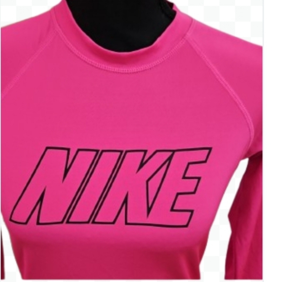 Nike Swim Pink Barbie Workout Blokecore Atheleisure Sportswear Logo Shirt Sz Med - Picture 2 of 9